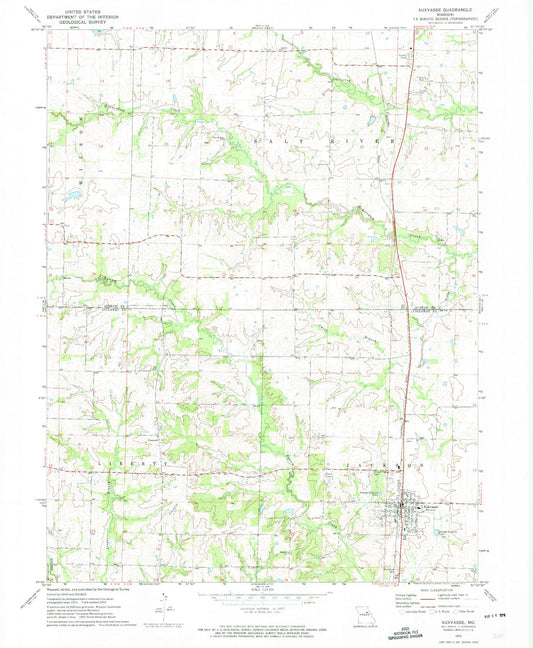 Classic USGS Auxvasse Missouri 7.5'x7.5' Topo Map Image