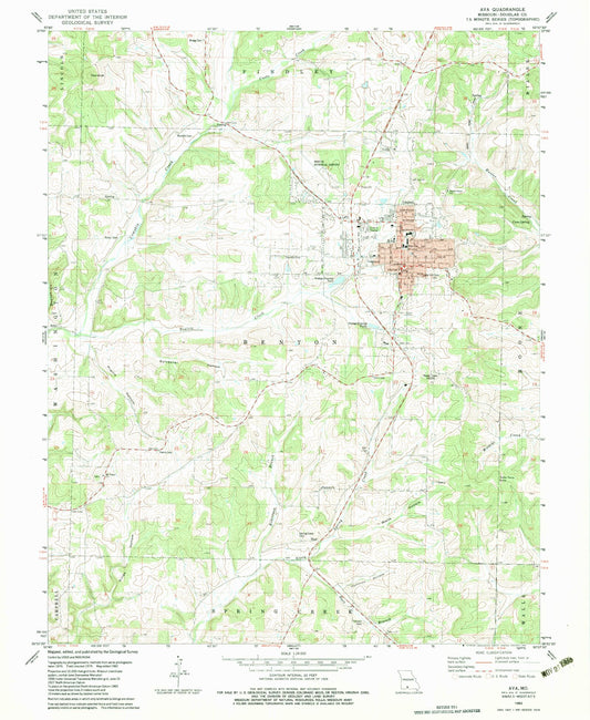 Classic USGS Ava Missouri 7.5'x7.5' Topo Map Image