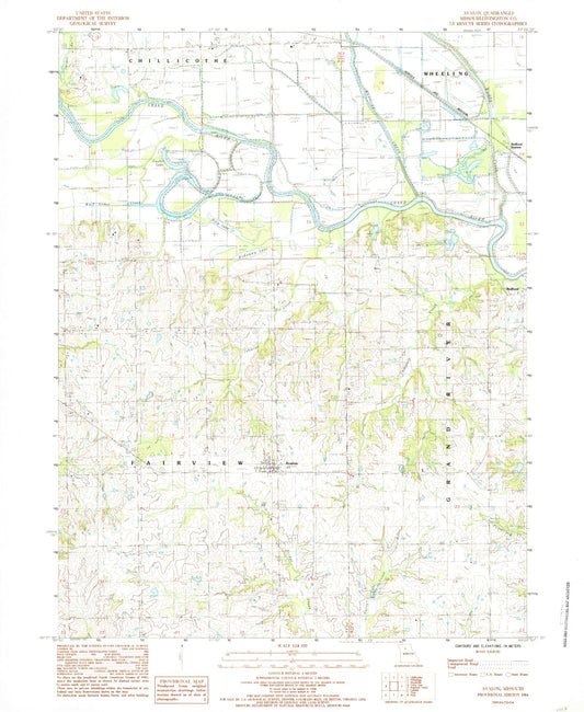 Classic USGS Avalon Missouri 7.5'x7.5' Topo Map Image