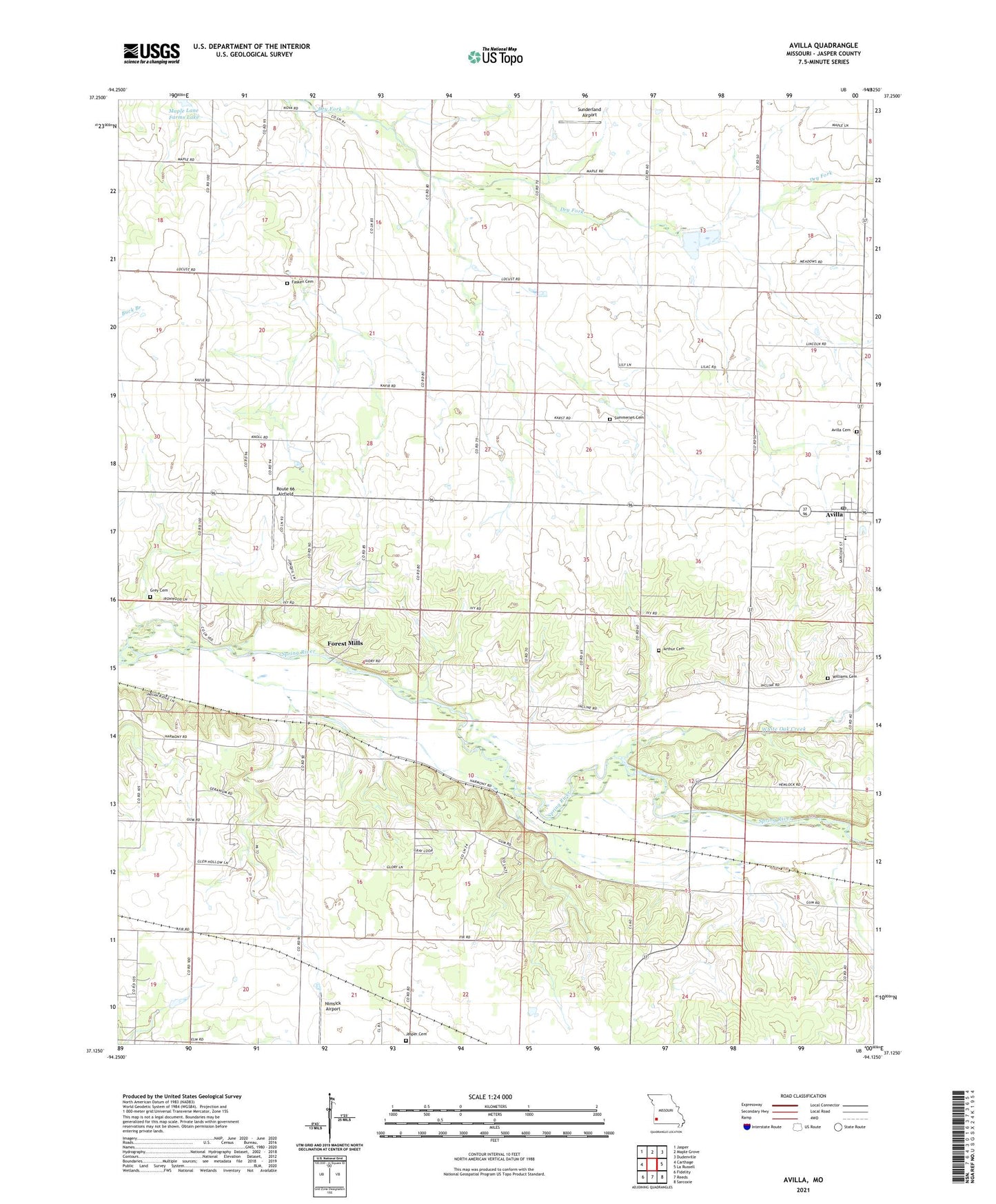 Avilla Missouri US Topo Map Image