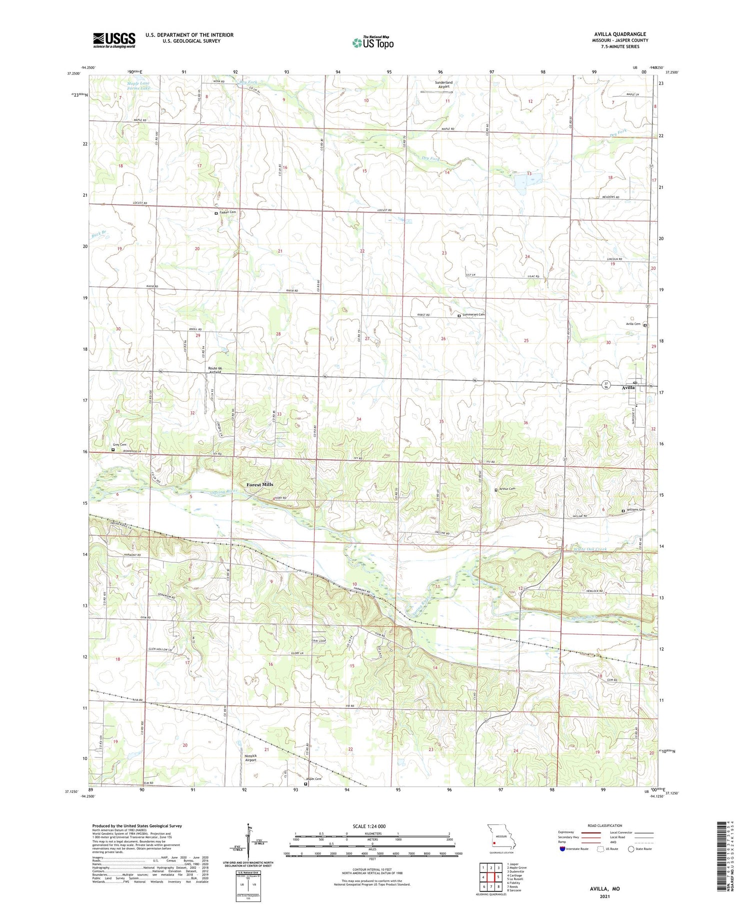 Avilla Missouri US Topo Map Image