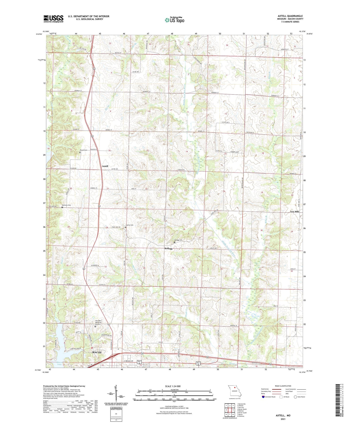 Axtell Missouri US Topo Map Image
