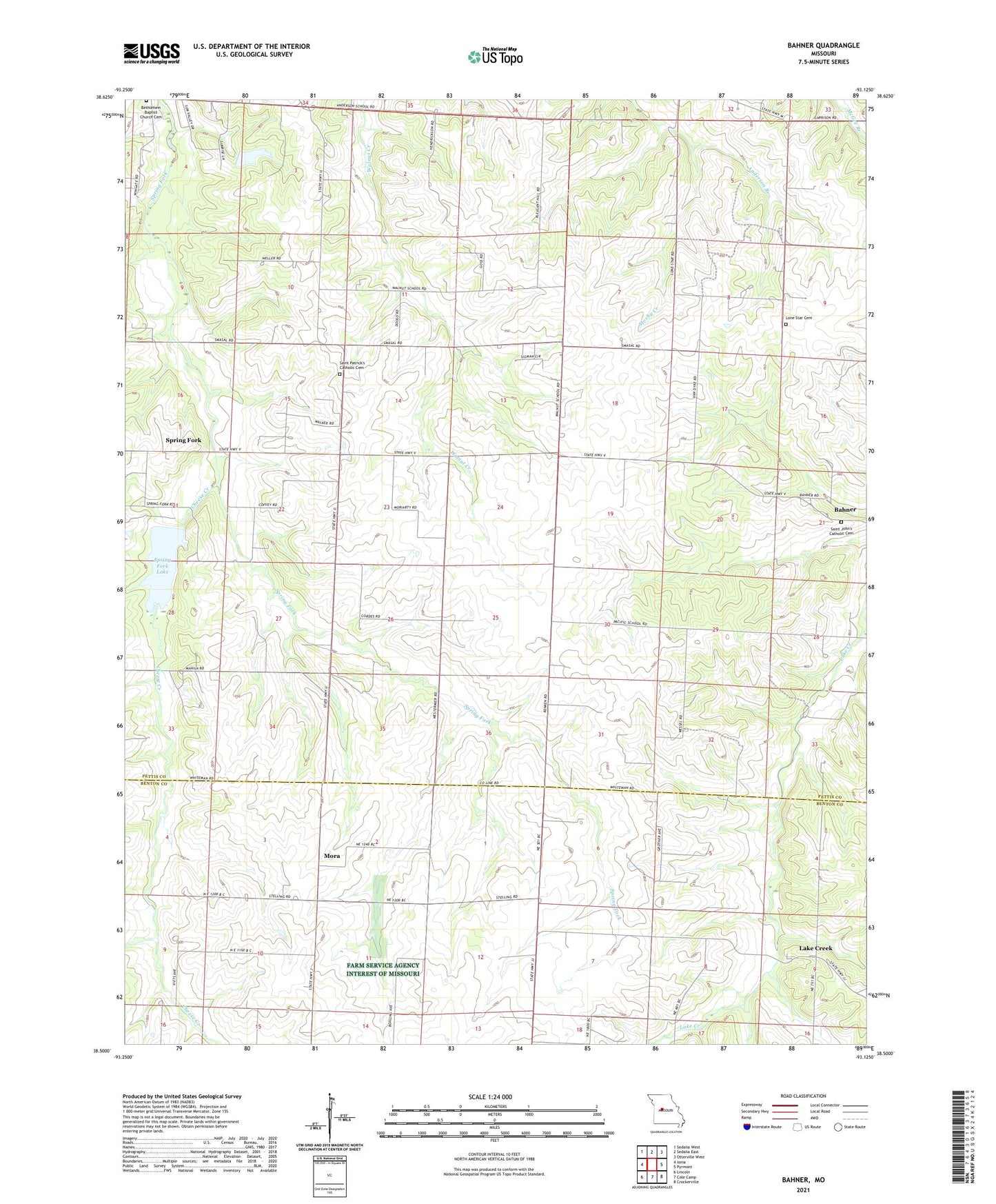 Bahner Missouri US Topo Map Image