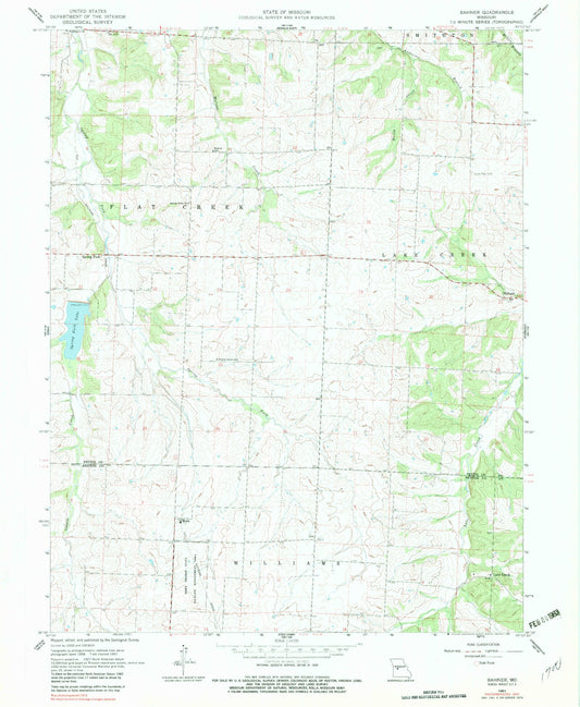 Classic USGS Bahner Missouri 7.5'x7.5' Topo Map Image