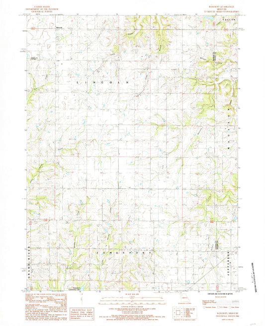 Classic USGS Bancroft Missouri 7.5'x7.5' Topo Map Image