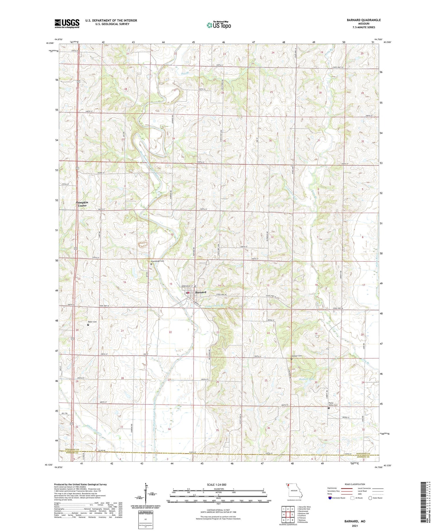 Barnard Missouri US Topo Map Image