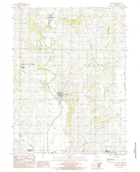Classic USGS Barnard Missouri 7.5'x7.5' Topo Map Image