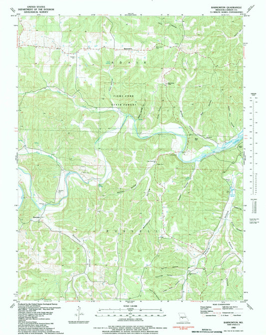 Classic USGS Barnumton Missouri 7.5'x7.5' Topo Map Image