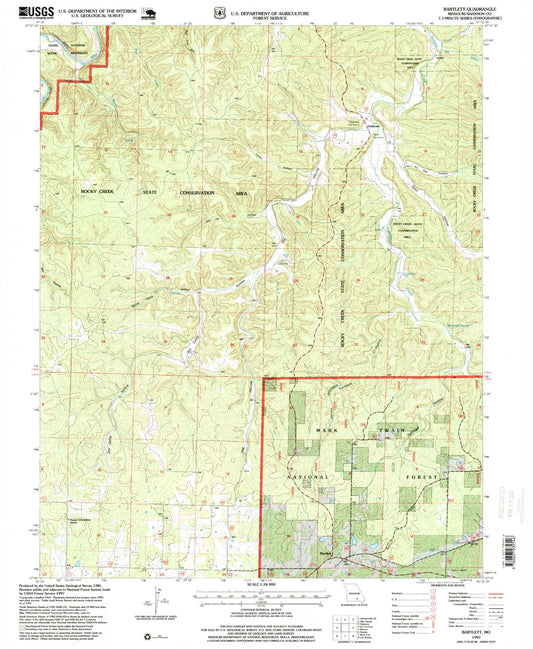 Classic USGS Bartlett Missouri 7.5'x7.5' Topo Map Image
