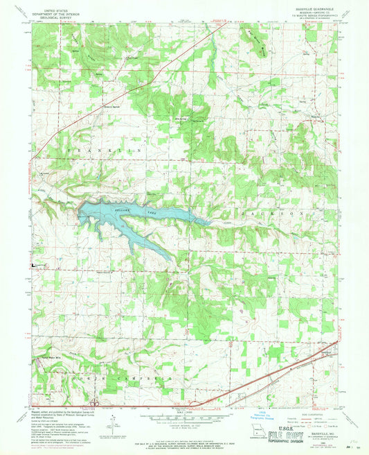 Classic USGS Bassville Missouri 7.5'x7.5' Topo Map Image