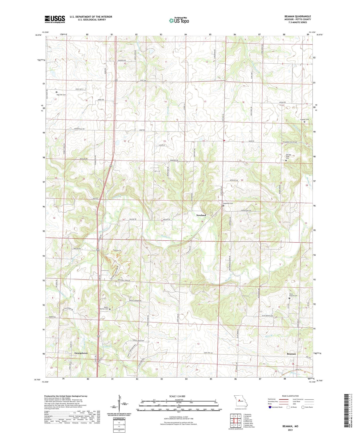 Beaman Missouri US Topo Map Image