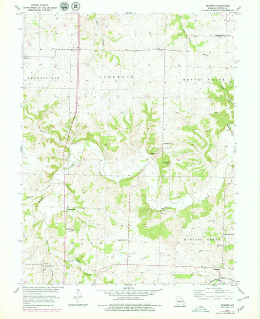 Classic USGS Beaman Missouri 7.5'x7.5' Topo Map Image