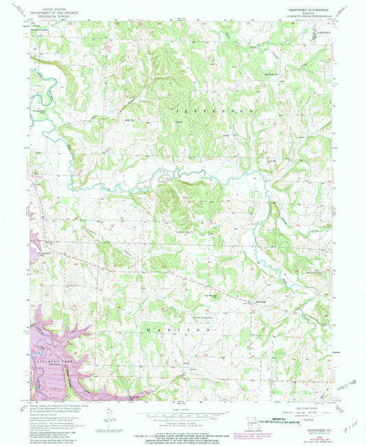 Classic USGS Bearcreek Missouri 7.5'x7.5' Topo Map Image