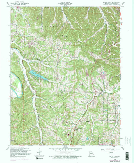 Classic USGS Belews Creek Missouri 7.5'x7.5' Topo Map Image