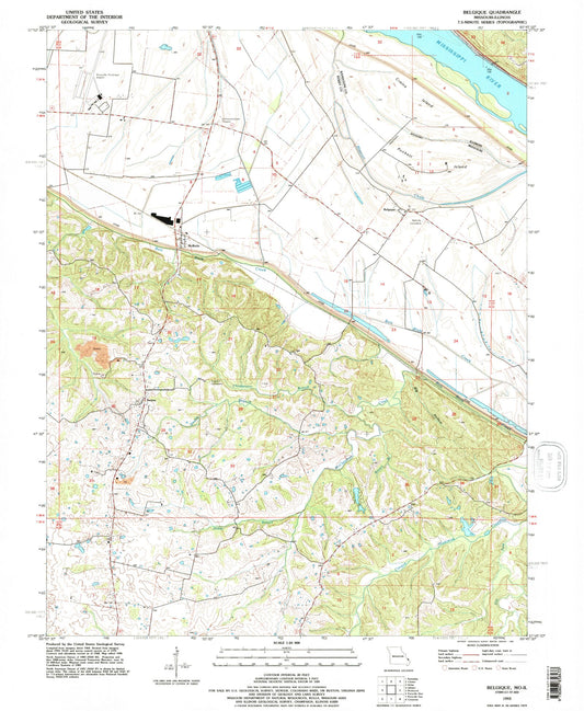 Classic USGS Belgique Missouri 7.5'x7.5' Topo Map Image