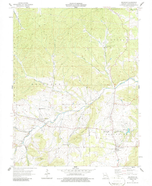 Classic USGS Belgrade Missouri 7.5'x7.5' Topo Map Image