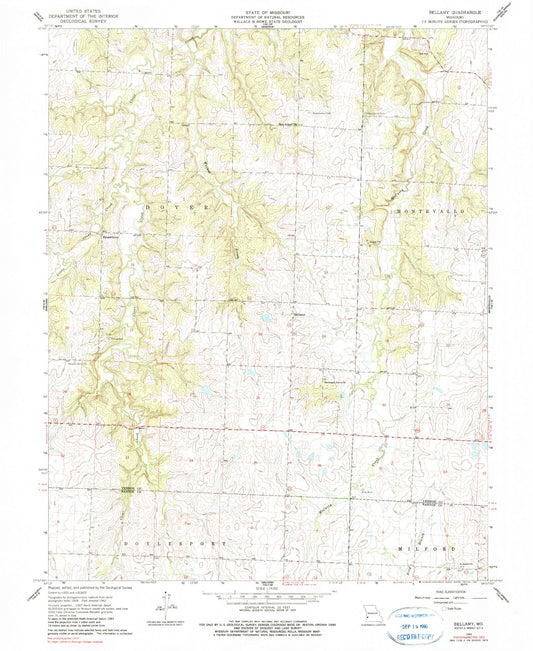 Classic USGS Bellamy Missouri 7.5'x7.5' Topo Map Image
