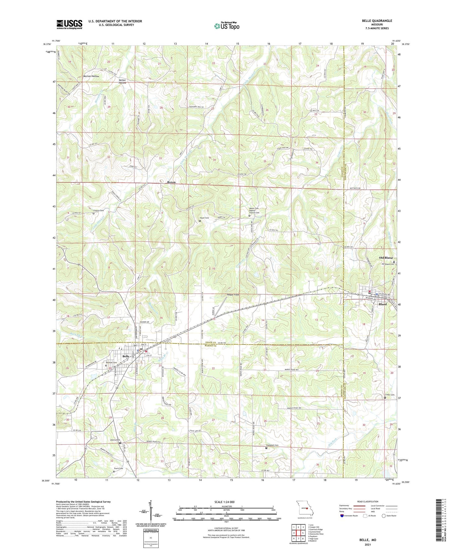 Belle Missouri US Topo Map Image