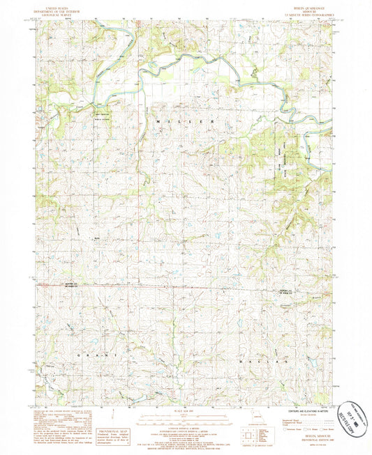 Classic USGS Berlin Missouri 7.5'x7.5' Topo Map Image