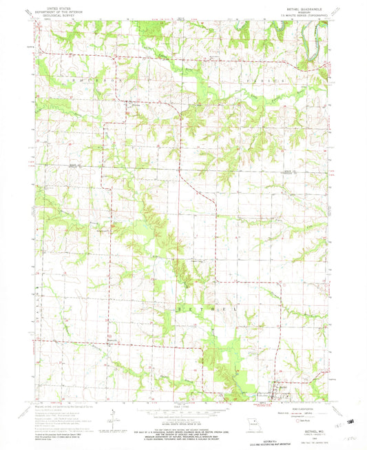 Classic USGS Bethel Missouri 7.5'x7.5' Topo Map Image