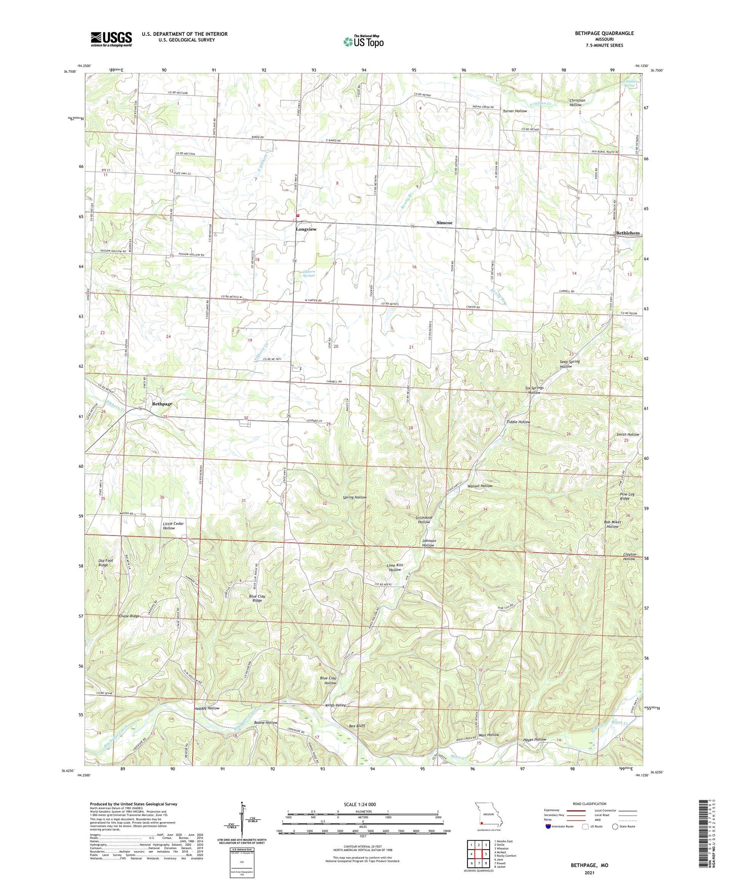 Bethpage Missouri US Topo Map Image
