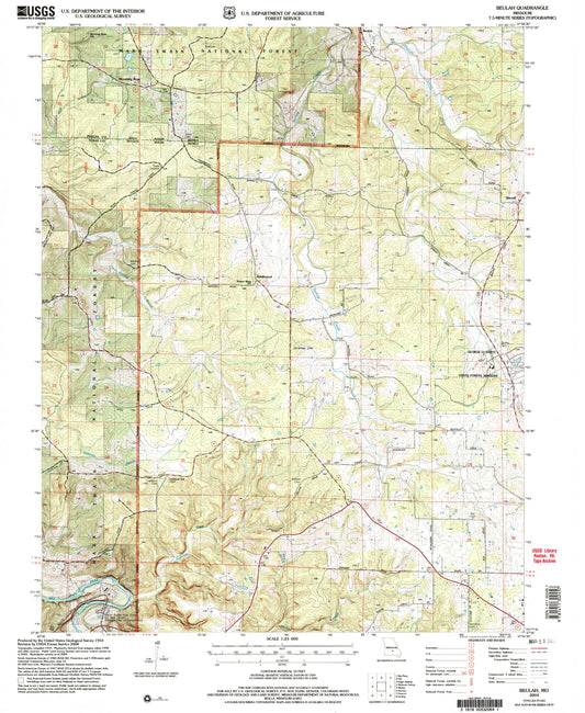 Classic USGS Beulah Missouri 7.5'x7.5' Topo Map Image