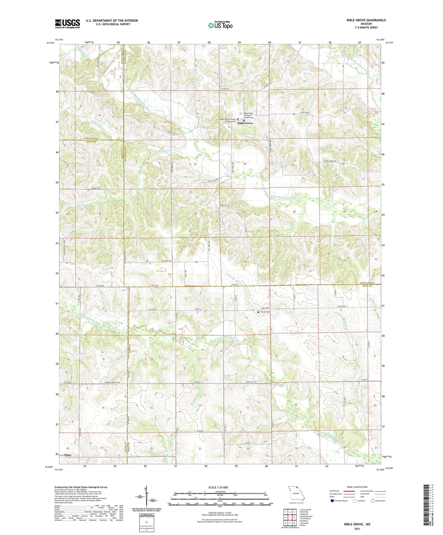 Bible Grove Missouri US Topo Map Image