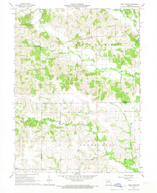 Classic USGS Bible Grove Missouri 7.5'x7.5' Topo Map Image