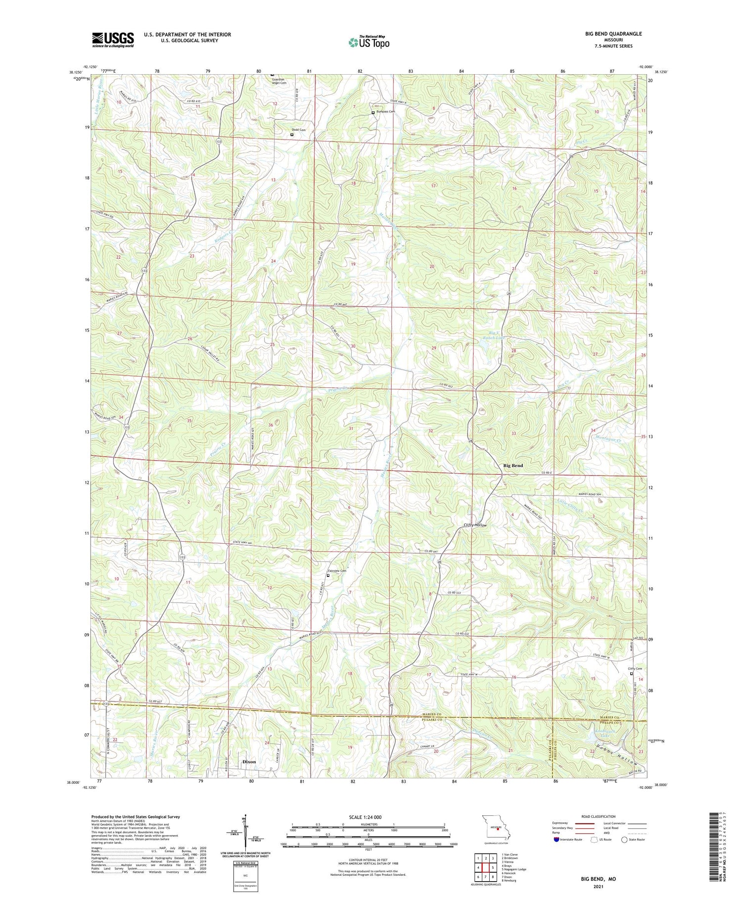 Big Bend Missouri US Topo Map Image