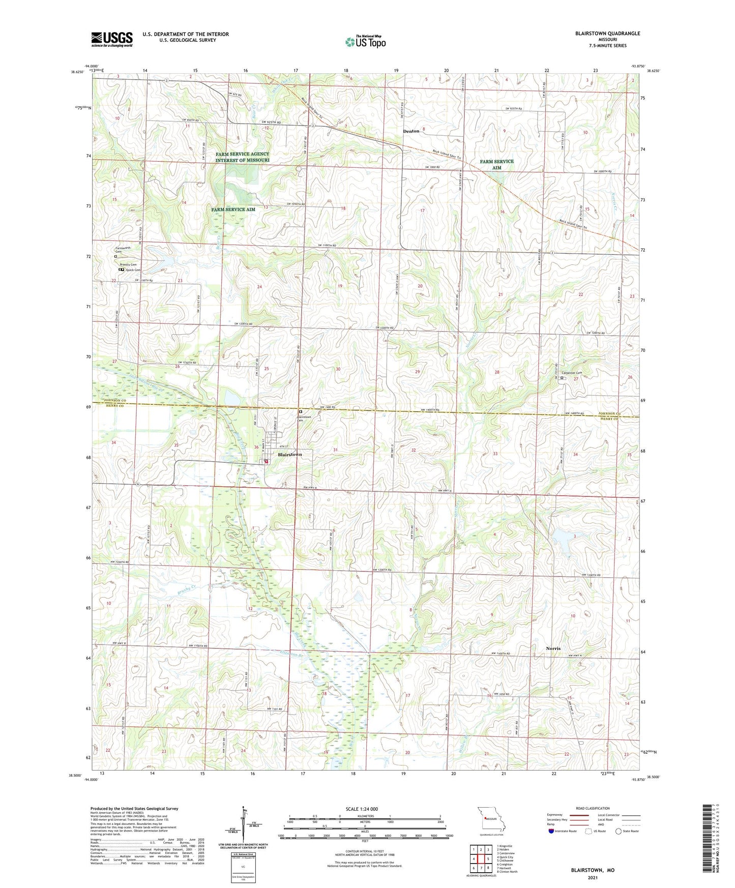 Blairstown Missouri US Topo Map Image