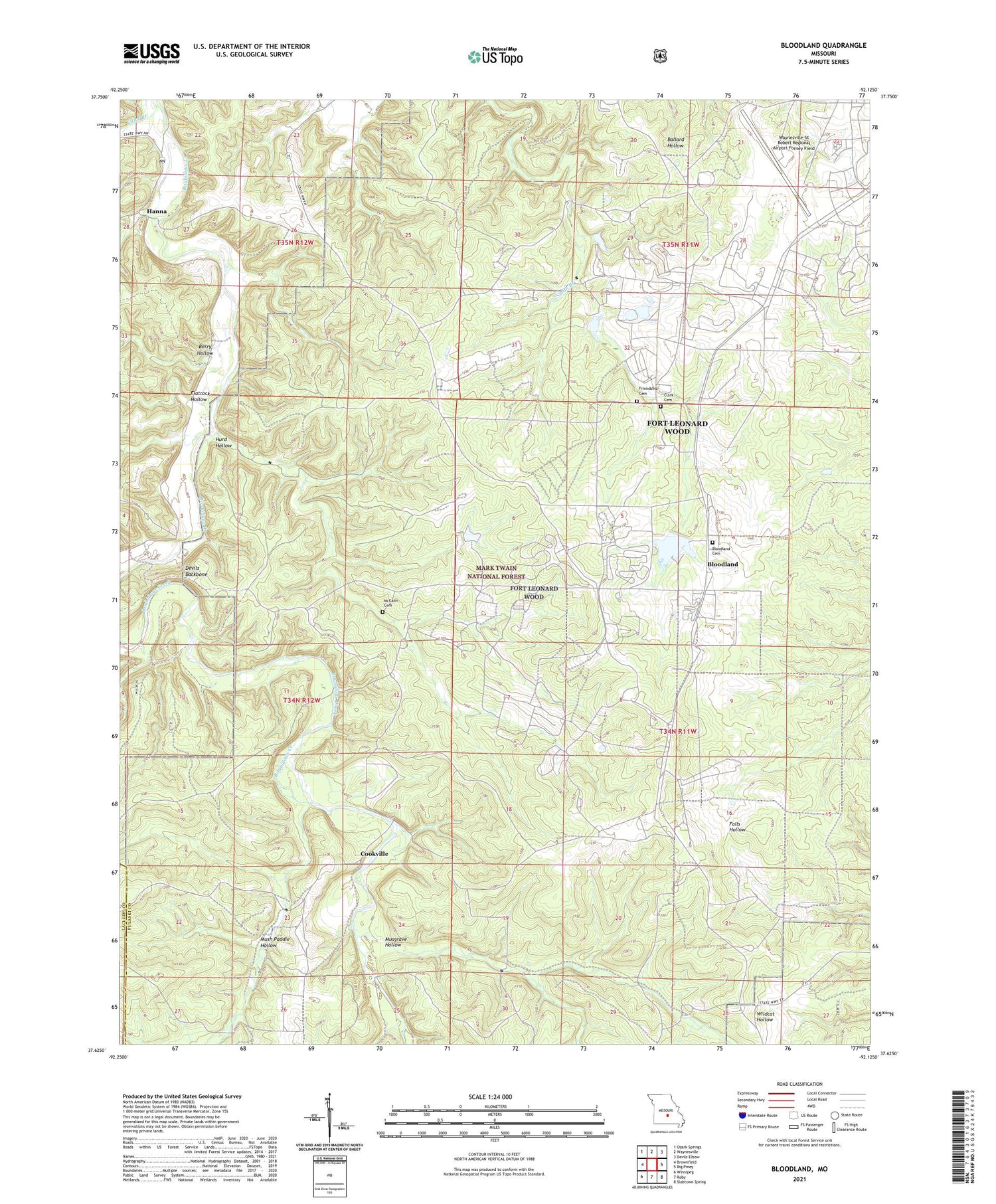 Bloodland Missouri US Topo Map Image