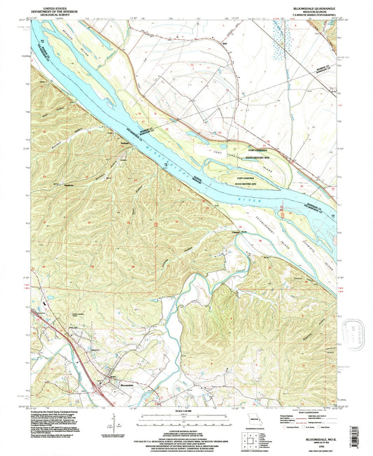 Classic USGS Bloomsdale Missouri 7.5'x7.5' Topo Map Image