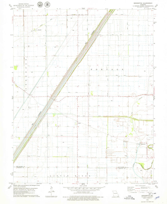 Classic USGS Boekerton Missouri 7.5'x7.5' Topo Map Image