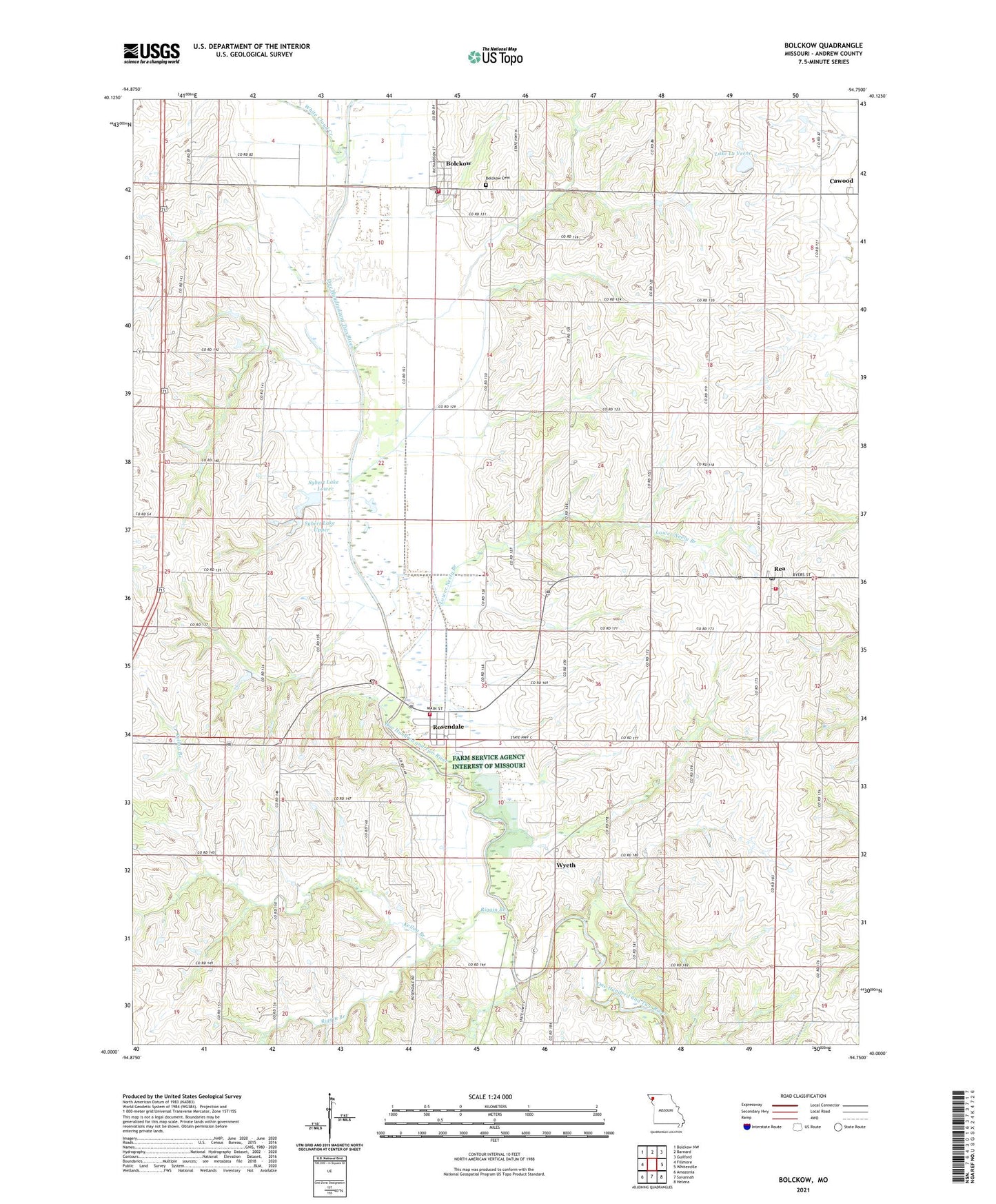 Bolckow Missouri US Topo Map Image