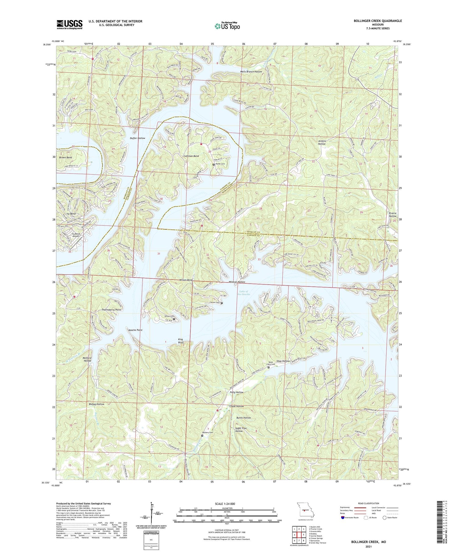 Bollinger Creek Missouri US Topo Map Image