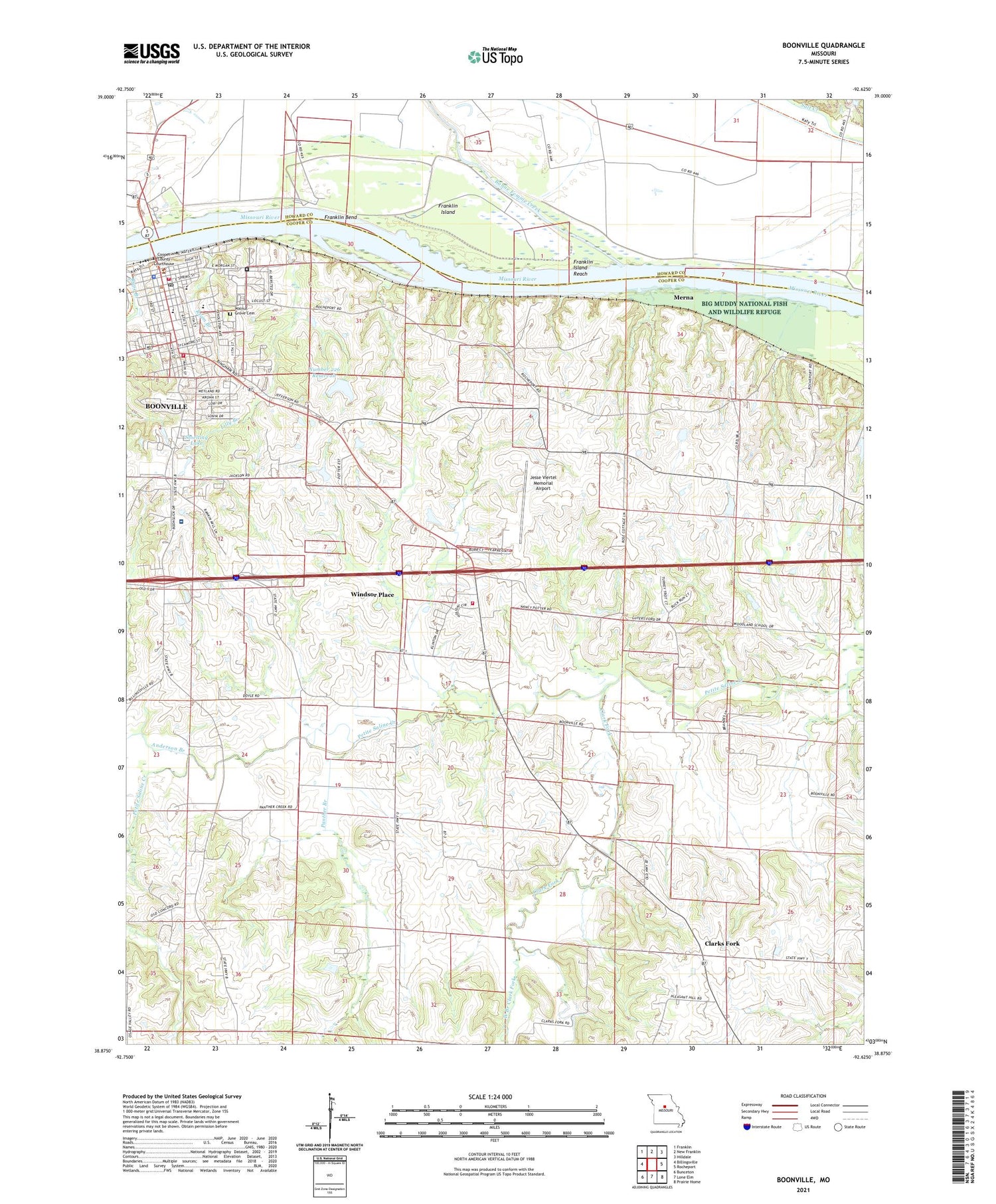 Boonville Missouri US Topo Map Image