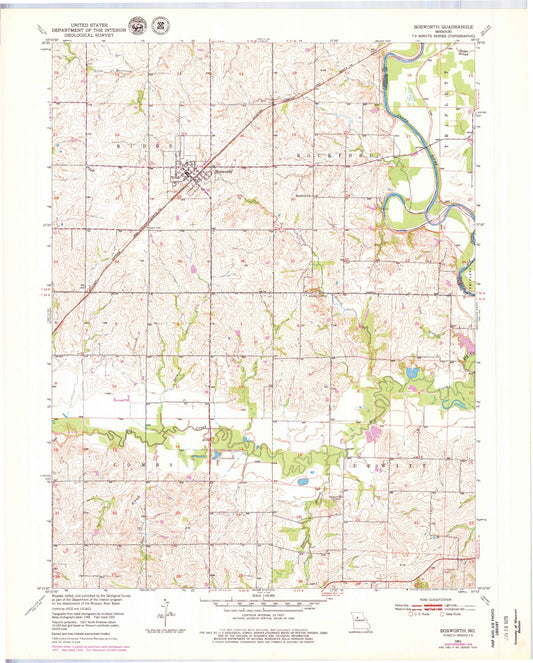 Classic USGS Bosworth Missouri 7.5'x7.5' Topo Map Image