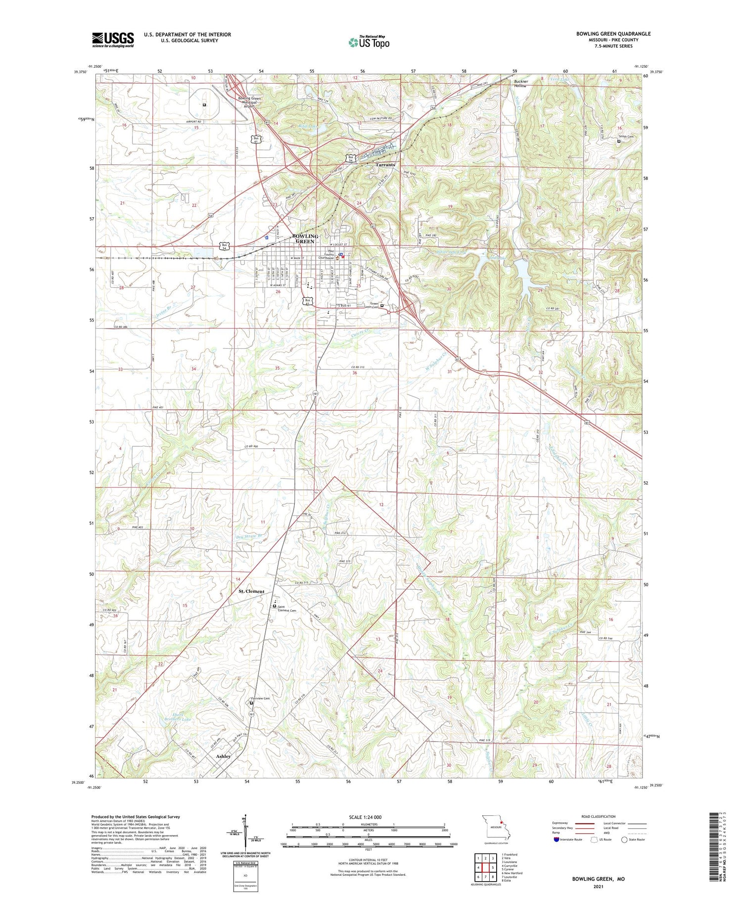 Bowling Green Missouri US Topo Map Image
