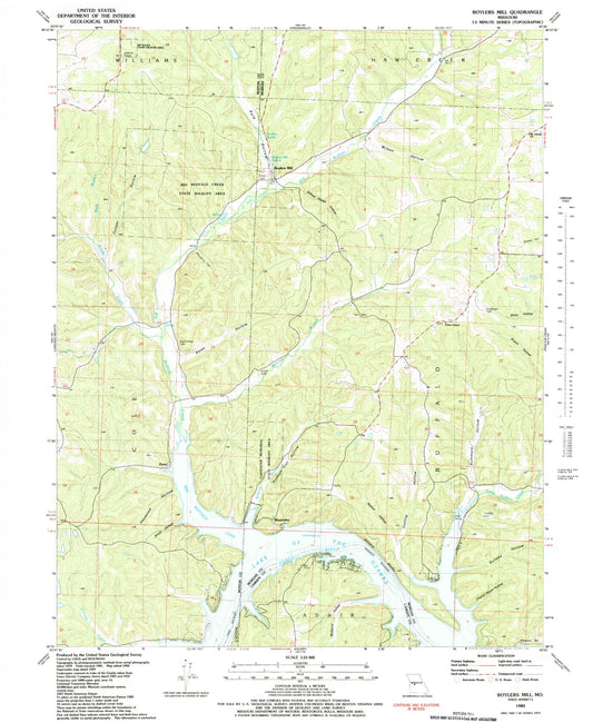Classic USGS Boylers Mill Missouri 7.5'x7.5' Topo Map Image