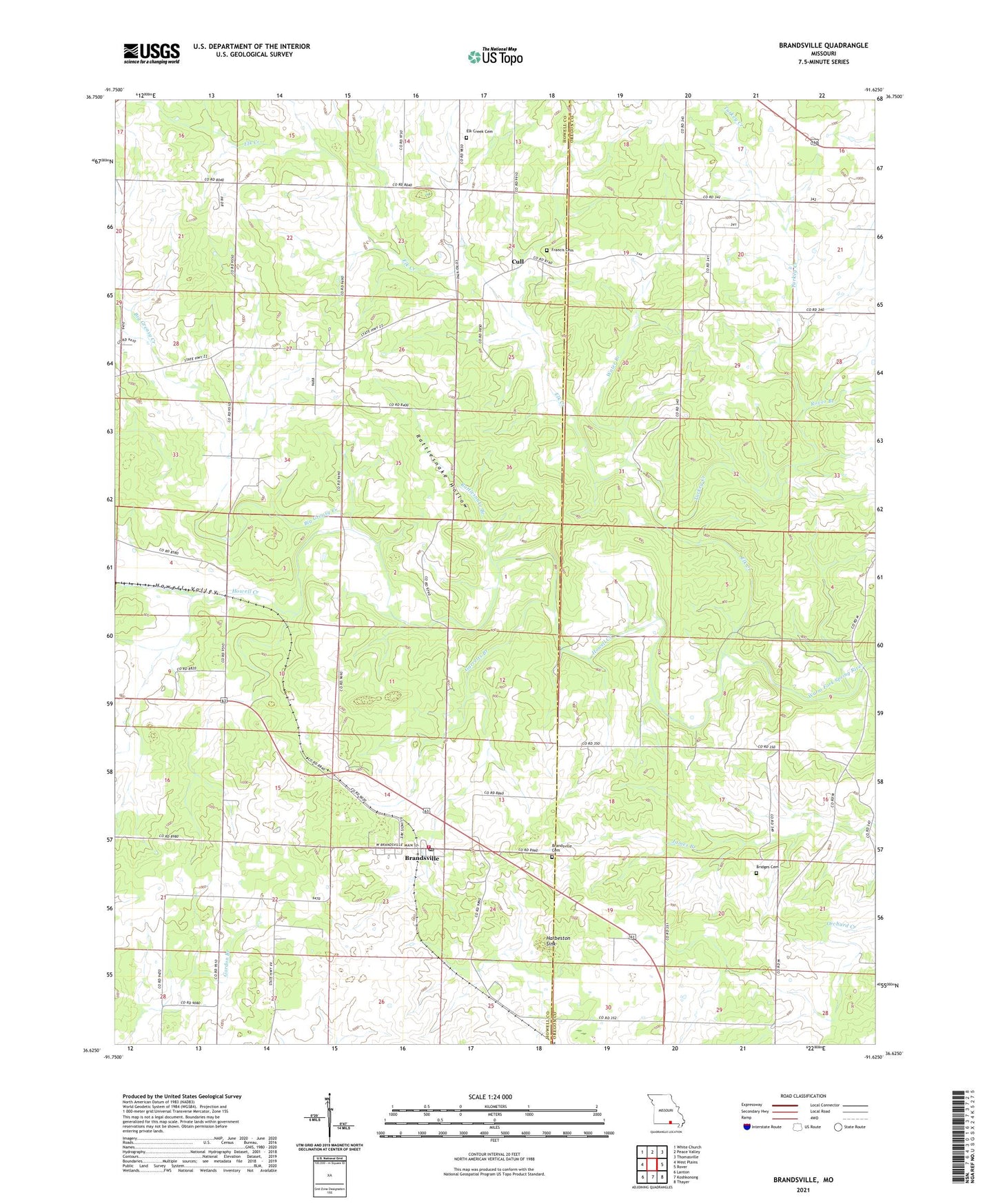 Brandsville Missouri US Topo Map Image