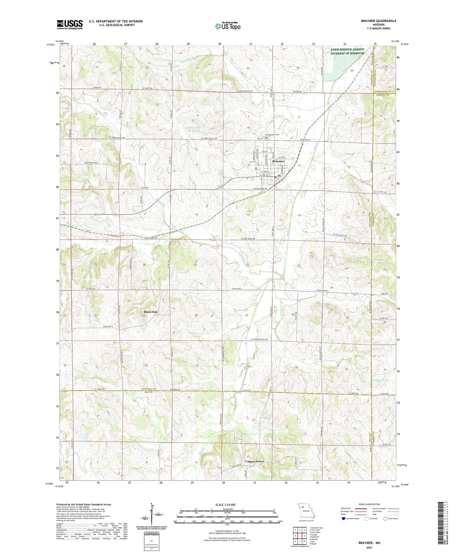 Braymer Missouri US Topo Map Image