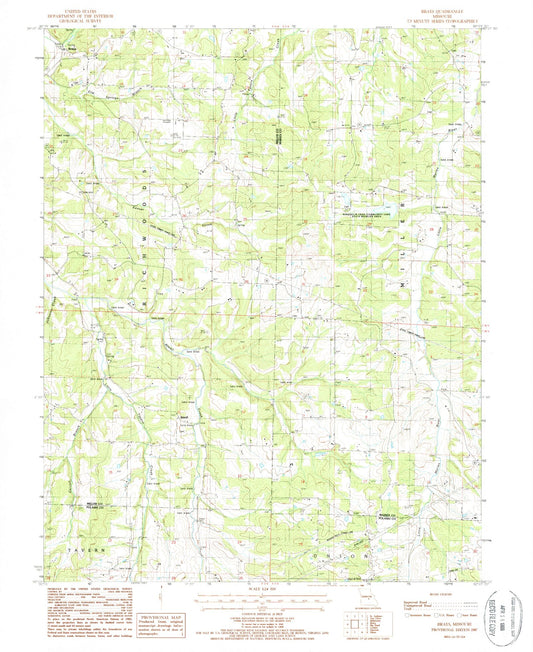 Classic USGS Brays Missouri 7.5'x7.5' Topo Map Image