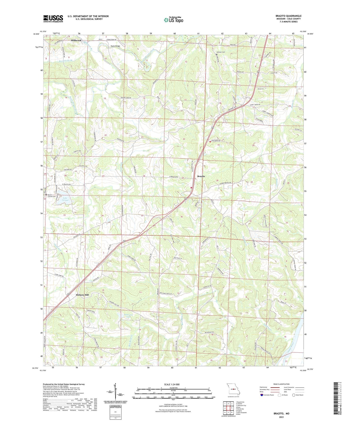 Brazito Missouri US Topo Map Image