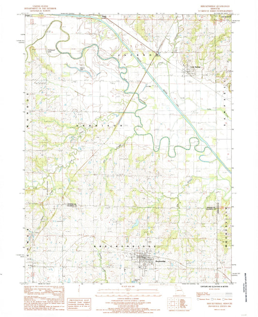 Classic USGS Breckenridge Missouri 7.5'x7.5' Topo Map Image