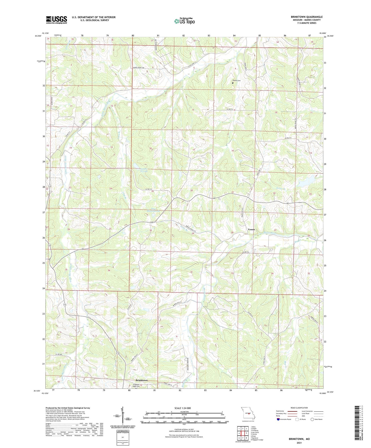 Brinktown Missouri US Topo Map Image