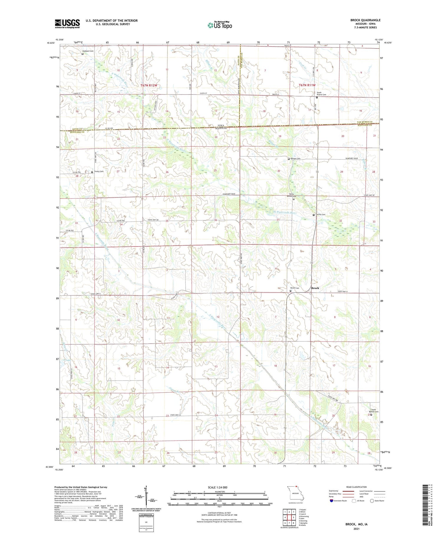 Brock Missouri US Topo Map Image