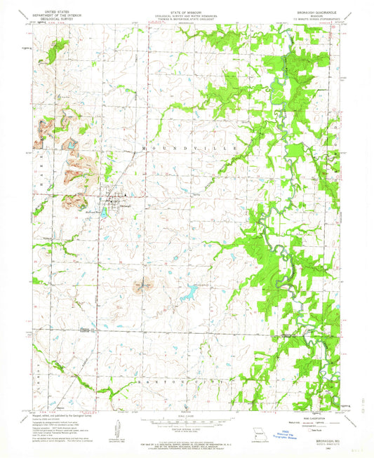Classic USGS Bronaugh Missouri 7.5'x7.5' Topo Map Image