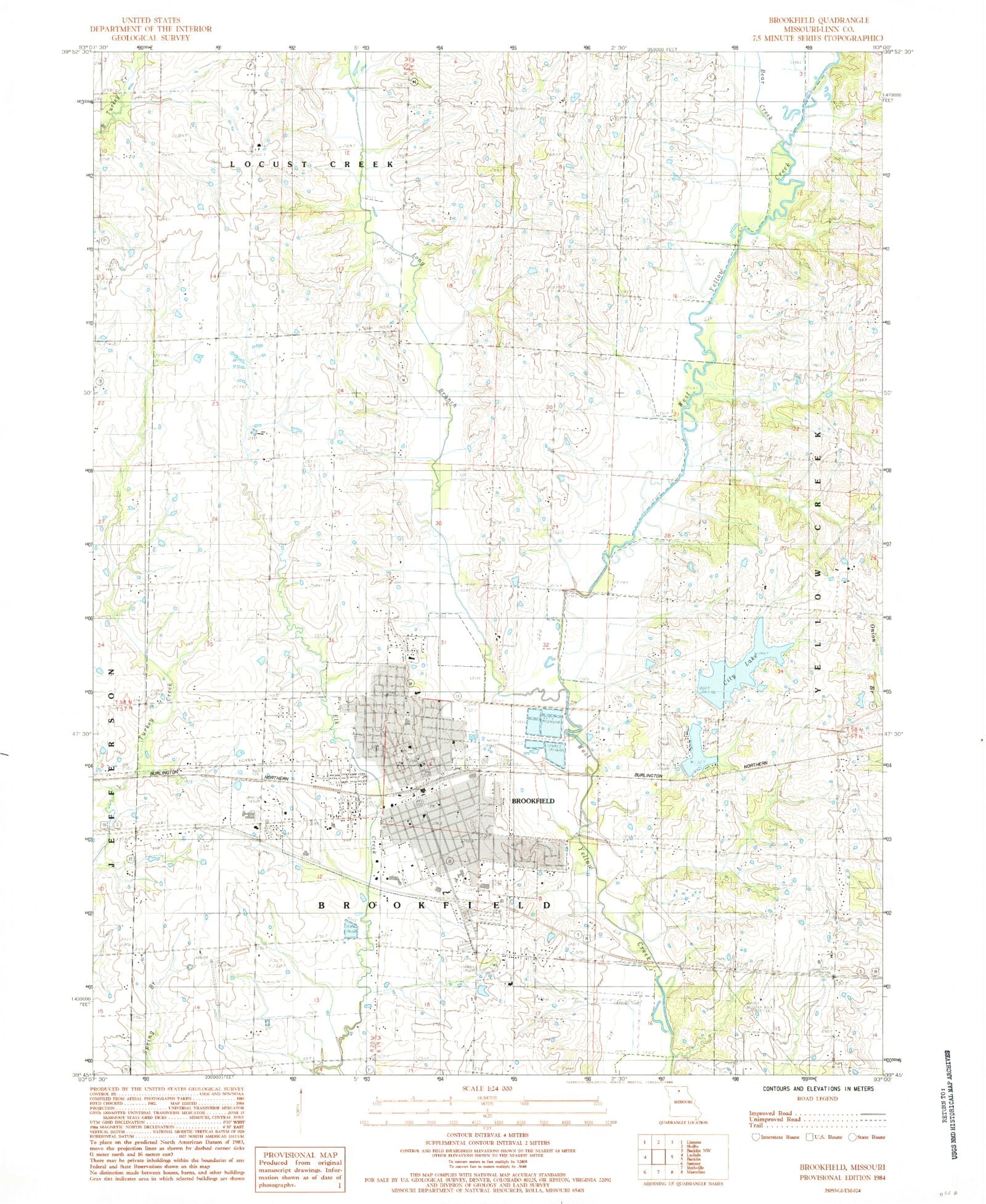 Classic USGS Brookfield Missouri 7.5'x7.5' Topo Map MyTopo Map Store