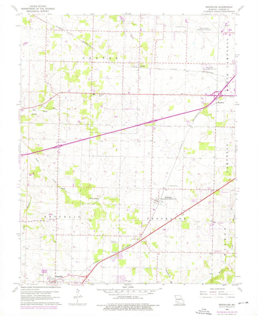 Classic USGS Brookline Missouri 7.5'x7.5' Topo Map Image