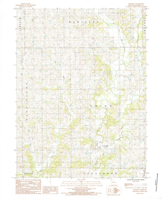 Classic USGS Brooklyn Missouri 7.5'x7.5' Topo Map Image